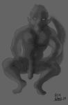  greyscale hi_res male monochrome nude penis scalie simple_background uncut voxglass 