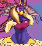  2019 absurd_res anthro arachnid arthropod bee big_breasts breasts clothing crown digital_media_(artwork) feather_boa female hi_res hymenopteran insect insect_wings kirby_(series) nintendo ownychan purple_eyes queen_sectonia solo video_games wings 