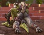  2019 3d_(artwork) 5:4 anal anal_penetration anthro anus averyhyena backsack balls balls_deep big_balls butt claws clothed clothing digital_media_(artwork) dragon duo feet fortnite hindpaw hybrid_(fortnite) leg_wrap lizard lying male male/male male_penetrating missionary_position nude on_back outside partially_clothed paws penetration rear_view reptile scalie selfcest sex source_filmmaker square_crossover toe_claws video_games 