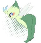  ambiguous_gender anthro bent_over blush butt celebi legendary_pok&eacute;mon nintendo pok&eacute;mon pok&eacute;mon_(species) pururing simple_background smile solo video_games wings 