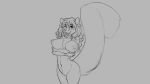  16:9 2019 anthro big_breasts blush breasts female grey_background hair long_hair looking_at_viewer mammal monochrome navel nipples nude open_mouth portrait pussy rodent sciurid simple_background smile snout solo three-quarter_portrait watsup 