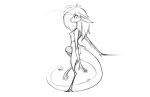  anthro breasts female fur hair leaning long_hair mammal monochrome nude out-of-placers simple_background smile solo standing watsup webcomic white_background yinglet 