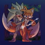  1:1 absurd_res anal anthro balls barefoot cum cum_in_ass cum_inside hi_res invalid_tag leg_over_shoulder male male/male miles_prower penis raised_leg silver_the_hedgehog sonic_(series) vellvetfoxie 