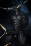  2018 abs absurd_res anthro armor balls biceps black_balls black_penis black_skin colored_cum cum cum_on_ground cum_string digital_media_(artwork) duo erection garland_(final_fantasy) glowing glowing_cum hands-free hands_behind_back headgear helmet hi_res humanoid_penis kneeling male mostly_nude muscular muscular_male nude orgasm penile penis spikes square_enix todex unusual_cum vein veiny_penis video_games yellow_cum 