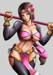  1girl abs braid breasts brown_eyes brown_hair cleavage large_breasts long_hair looking_at_viewer navel seong_mi-na smile solo soul_calibur tagme underboob wide_hips 