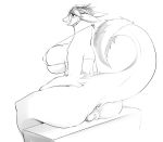  anthro anus big_breasts big_butt bikini breasts butt clothing curvaceous dragon female greyscale hi_res huge_breasts monochrome nipple_outline open_mouth plump_labia pururing pussy sitting solo swimwear thick_thighs tongue tongue_out 