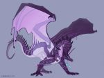  2019 caraid claws digital_media_(artwork) dragon feral hi_res membranous_wings open_mouth scalie solo spines standing teeth tongue western_dragon wings 