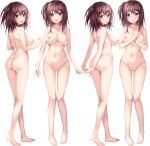  1girl absurdres ass barefoot blush bosei_kanojo_2_-chisei_houkai-hen- breasts brown_hair eyebrows_visible_through_hair full_body hair_ornament hands_together highres large_breasts looking_at_viewer multiple_views navel nipples nude official_art one_side_up open_mouth oryou purple_eyes pussy sakurai_iyo star star_hair_ornament transparent_background 