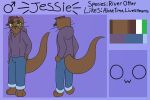  2019 absurd_res anthro clothed clothing fur hi_res hoodie jeans jessie_(otterjunk) lutrine male mammal model_sheet mustelid otterjunk owo pants paws sweater topwear whiskers 