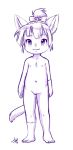  2018 anthro aogami cub domestic_cat felid feline felis female flat_chested fur gloves_(marking) hair hair_bow hair_ribbon lilith_(zeikcied) mammal markings navel nipples nude pussy ribbons simple_background socks_(marking) solo white_background young 