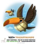  avian bird cantaloupe cloud cryptid-creations duo flying food food_creature sky toucan 