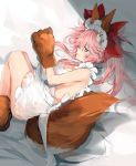  animal_ears fate/grand_order naked_apron silver_(chenwen) tail tamamo_cat 