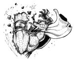  bloodshot_eyes bracelet cape clenched_hand crocodilian crown debris donkey_kong_(series) fangs jewelry king_k._rool monochrome nintendo super_smash_bros. tongue tongue_out traditional_media 