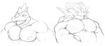  anthro anthrofied bust_portrait feraligatr hi_res maldu male mega_evolution mega_swampert nintendo nipples pecs pok&eacute;mon pok&eacute;mon_(species) portrait simple_background sketch video_games white_background 