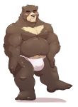  2019 anthro belly black_bear blush brown_fur bulge clothing cute_fangs fundoshi fur hi_res humanoid_hands japanese_clothing jumperbear juuichi_mikazuki male mammal moobs moon_bear morenatsu overweight overweight_male simple_background solo underwear ursid ursine white_background 