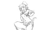  2018 anthro blush breasts camel_toe clothing female hair jeans mammal monochrome murid murine nipples open_mouth pants ponytail rat rodent shirt short_hair simple_background solo surprise topwear transformation watsup white_background 