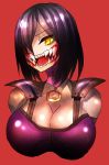  1girl black_hair breasts choker cleavage hair_over_one_eye mileena mortal_kombat sharp_teeth teeth yellow_eyes 