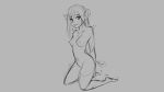  16:9 2018 animal_humanoid breasts female grey_background hair humanoid implied_transformation kneeling long_hair looking_at_viewer mammal monochrome mouse_humanoid murid murid_humanoid murine murine_humanoid navel nipples nude rodent rodent_humanoid simple_background smile solo watsup 