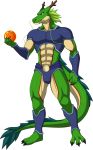  abs anthro biceps bulge claws dragon dragon_ball dragon_ball_(object) eastern_dragon flesh_whiskers hair heroicswordsman23 hi_res horn muscular red_eyes scalie shenron star 