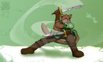  domestic_cat fantasy felid feline felis jesse_cat male mammal melee_weapon pose slashing sword weapon 