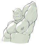  absurd_res green_skin half-length_portrait hi_res humanoid maldu male nipples not_furry orc pecs portrait simple_background sketch white_background 