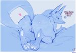  &lt;3 anus bed butt butt_shot canid canine catcouch dialogue female lucario mammal nintendo on_bed pok&eacute;mon pok&eacute;mon_(species) pussy solo text video_games 