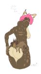  breasts brown_fur butt female fur hair hi_res hyaenid mammal nekofoxnaiky nude pink_hair remake solo spots tiny_tail yellow_eyes 