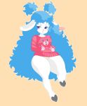  blue_hair bovid caprine clothing female fur goat hair hi_res mammal solo sweater thick_thighs topwear vammzu white_fur 