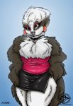  2012 accipitriform anthro avian bedroom_eyes bird bottomwear chest_tuft clothing distracting_watermark ear_piercing female fluffy fur grandmasterfdc half-closed_eyes hi_res osprey piercing seductive skirt solo tuft watermark 