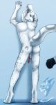  anthro felid hi_res icy-marth male mammal pantherine penis pinup pose sketch snow_leopard solo 