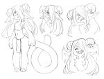  anthro bovid caprine female fur goat hooves horn kemono looking_at_viewer mammal model_sheet orenjipiiru solo white_fur young 