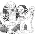  age_difference claws clothed clothing dreadlocks eyes_closed fangs father_and_daughter female flat_chest hairlocs horn jewelry loli male mandibles mask monster_girl navel open_mouth plain_background predator predator_(franchise) skull spine spots tagruato-6 unknown_artist white_background yautja young 
