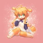  animal_ears barefoot blush feet female full_body furry gradient gradient_background loli maid mikan_(wanko) mizuki_kotora paws solo tail toes wanko_to_kurasou 