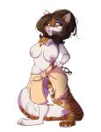  anthro breasts clothed clothing dickgirl eyewear felid feline flaccid furkinghell glasses humanoid_penis intersex mammal nipple_piercing nipples open_mouth penis piercing simple_background solo standing topless white_background 