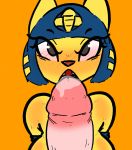  animal_crossing animated ankha_(animal_crossing) anthro badassbaal blue_hair blush breasts digital_media_(artwork) domestic_cat duo egyptian erection felid feline felis fellatio female fur hair humanoid_penis licking male male/female mammal nintendo nude open_mouth oral penis penis_lick saliva sex simple_background tongue tongue_out uraeus video_games 