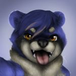  2019 amber_eyes anthro canid canine digital_media_(artwork) fluffy fur geno28_(artist) hair looking_at_viewer male mammal open_mouth raccoon_dog selfie signature simple_background smile solo tanuki teeth tongue tongue_out video_games vignette white_background zaffre 