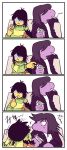  2018 ?! anthro biped chalk chips_(food) clothed clothing comic deltarune digital_media_(artwork) female food hair hair_over_eyes human kris_(deltarune) male mammal neonkalistar202 reptile scalie simple_background susie_(deltarune) video_games young 
