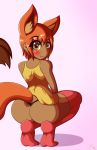  absurd_res animal_humanoid blush butt canid canid_humanoid canine canine_humanoid clothing fox_humanoid hi_res humanoid legwear mammal ramon_crimson thigh_highs thong 