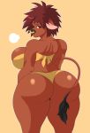  big_butt bikini bovid bovine brown_fur butt cattle clothing european_mythology facial_piercing female fur greek_mythology hair hi_res huge_butt mammal minotaur mythology nose_piercing nose_ring piercing short_hair swimwear thick_thighs vammzu 