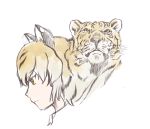  2019 ambiguous_gender animal_humanoid bengal_tiger bengal_tiger_(kemono_friends) black_fur black_hair black_nose black_stripes clothed clothing duo felid felid_humanoid female feral front_view frown fully_clothed fur hair headshot_portrait humanoid iceeye_ena japanese kemono_friends light_skin looking_down looking_up mammal multicolored_fur multicolored_hair orange_eyes orange_fur orange_hair pantherine pantherine_humanoid portrait side_view simple_background striped_fur stripes tan_skin tiger tiger_humanoid tiger_stripes two_tone_hair whiskers white_background white_fur 