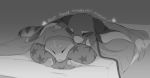  2019 bed bedding blanket dasyuromorph digital_media_(artwork) duo feral greyscale hi_res hybrid mammal mango_(mangobird) mangobird marsupial monochrome on_bed tasmanian_devil 