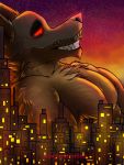  absurd_res alejandrogsd_(artist) canid canid_demon canine canis city demon domestic_dog german_shepherd hellhound herding_dog hi_res macro macro_male mammal mask pastoral_dog pecs reaper_dog skull thanatos_(character) 