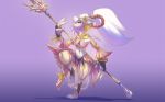  anthro blue_eyes breasts female final_fantasy final_fantasy_ix freya_crescent hair jewelry mammal melee_weapon midriff murid murine navel on_one_leg ponytail rat rodent simple_background solo square_enix staff standing video_games watsup weapon white_hair 