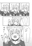  ... 1girl :d absurdres ahoge animal_ear_fluff animal_ears bangs blush blush_stickers bottle breasts cat_ears cat_girl choker closed_mouth collarbone comic drinking eyebrows_visible_through_hair eyes_closed greyscale hair_between_eyes highres holding holding_bottle hololive hood hood_down hoodie monochrome nekomata_okayu open_mouth seramikku sidelocks small_breasts smile spoken_ellipsis translation_request v-shaped_eyebrows virtual_youtuber wavy_mouth 
