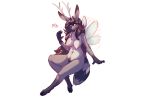  &lt;3 2017 anthro antlers big_breasts blush breasts brown_hair chest_tuft female flying hair hooves horn hybrid long_hair mammal mits_(character) naturally_censored navel nipples nude simple_background smile snout solo tuft watsup white_background wings 