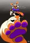  2014 4_toes animatronic anthro areola big_breasts black_background breasts canid canine claws dialogue digital_media_(artwork) domination edit english_text feet female female_domination first_person_view five_nights_at_freddy&#039;s five_nights_at_freddy&#039;s_2 five_nights_at_freddy&#039;s_world foot_focus fox fur hi_res lipstick lolbit_(fnaf) looking_at_viewer looking_down machine makeup mammal nipples pawpads paws plantigrade ribbons robot simple_background soles solo text toe_claws toes video_games white_fur yellow_eyes zp92 