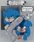  anthro balls big_penis blush breasts crossgender dialogue disembodied_penis duo ear_piercing english_text erection eulipotyphlan featureless_breasts female green_eyes hedgehog huge_penis humanoid_penis latchk3y male mammal open_mouth penis penis_shadow piercing solo_focus sonic_(series) sonic_movie sonic_the_hedgehog sweat text vein veiny_penis 