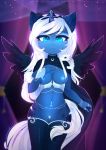  2019 absurd_res anthro breasts clothing cutie_mark equid equine fan_character female friendship_is_magic hi_res horn horse jewelry legwear magnaluna mammal my_little_pony navel navel_piercing nipples nude piercing princess_luna_(mlp) pussy shelf_bra socks solo stockings thigh_highs winged_unicorn wings 