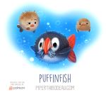  alcid avian bird cryptid-creations fish hybrid lari marine pufferfish puffin tetraodontiform 