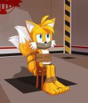  2_tails 3_toes barefoot bdsm bondage bound canid canine fox gag hi_res male mammal miles_prower multi_tail rope rope_bondage solo sonic_(series) tape tape_gag toes toes_tied whistleristler 